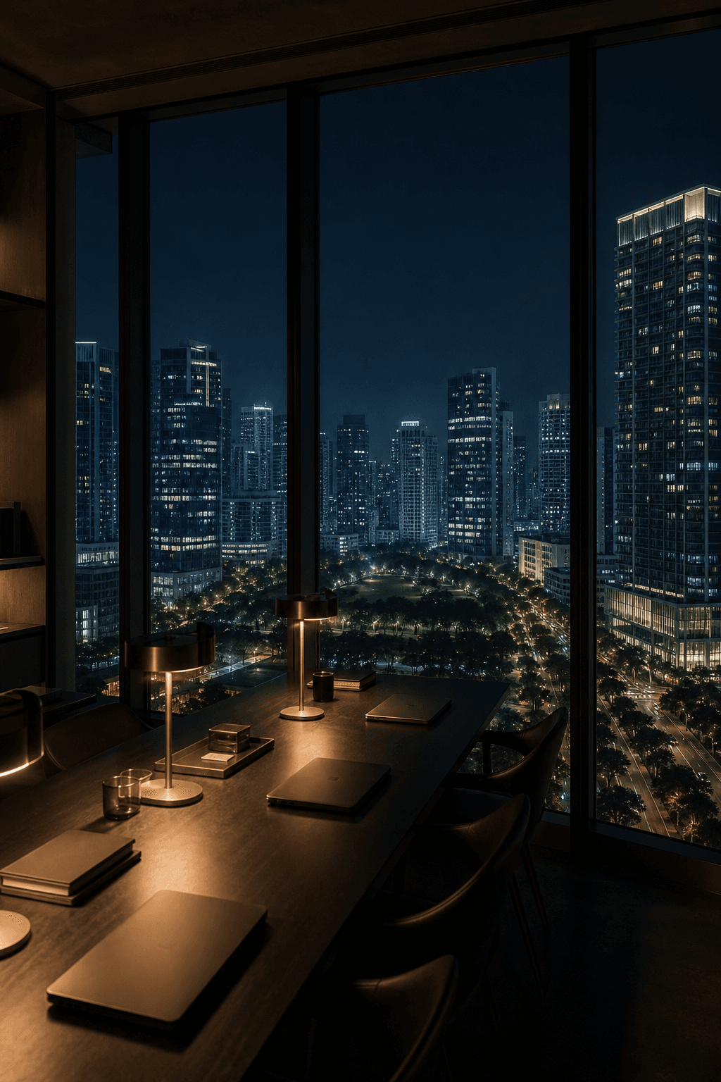The BGC house at night, overlooking Bonifacio Global City, Taguig