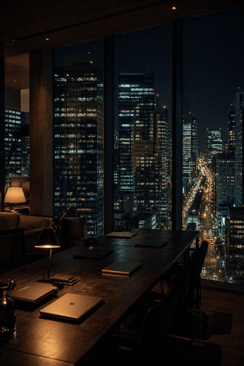 The Makati house at night, overlooking Makati CBD